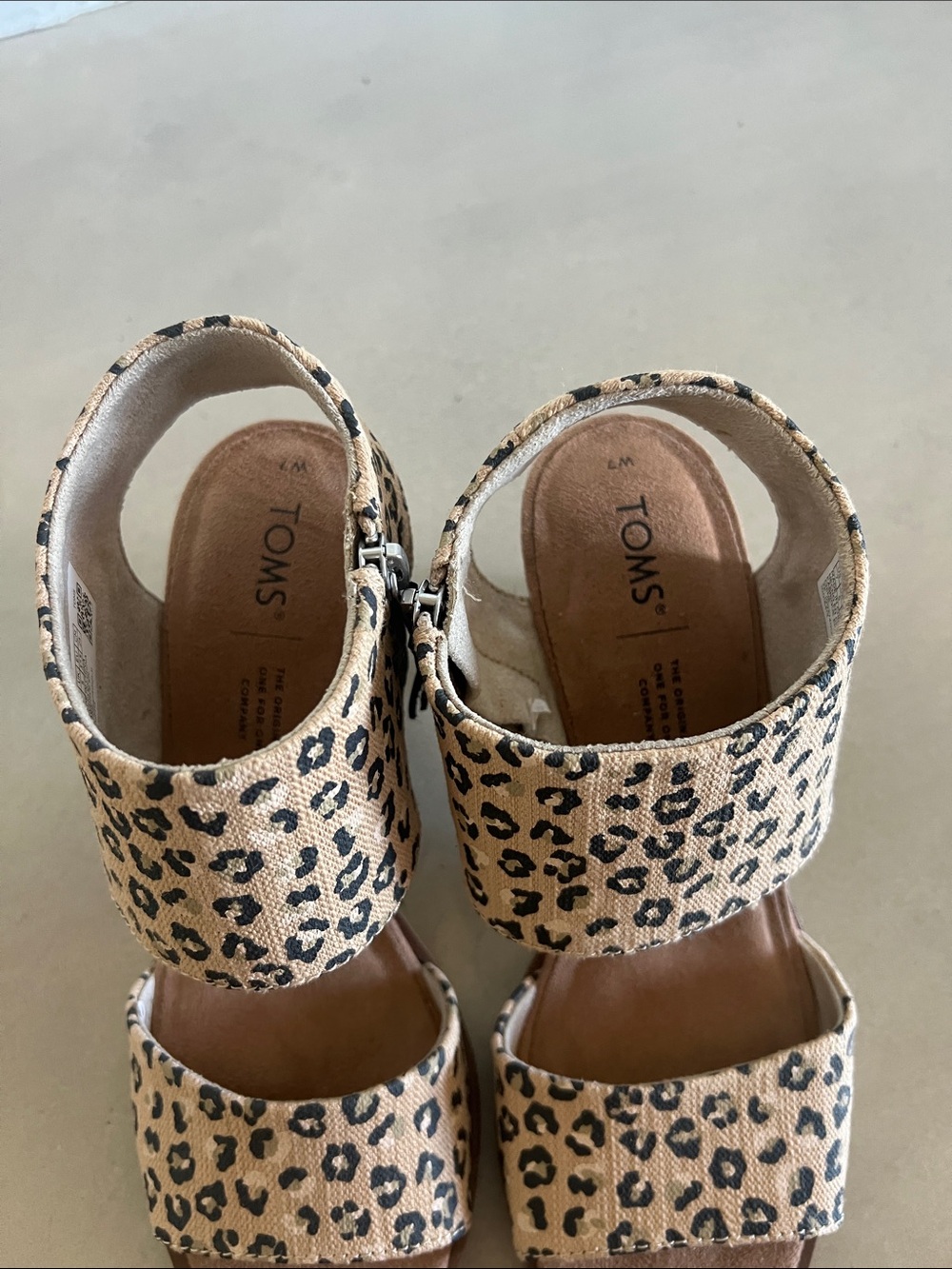 Toms Leopard Print Wedge Sandals - Brown/Black - Picture 3 of 6